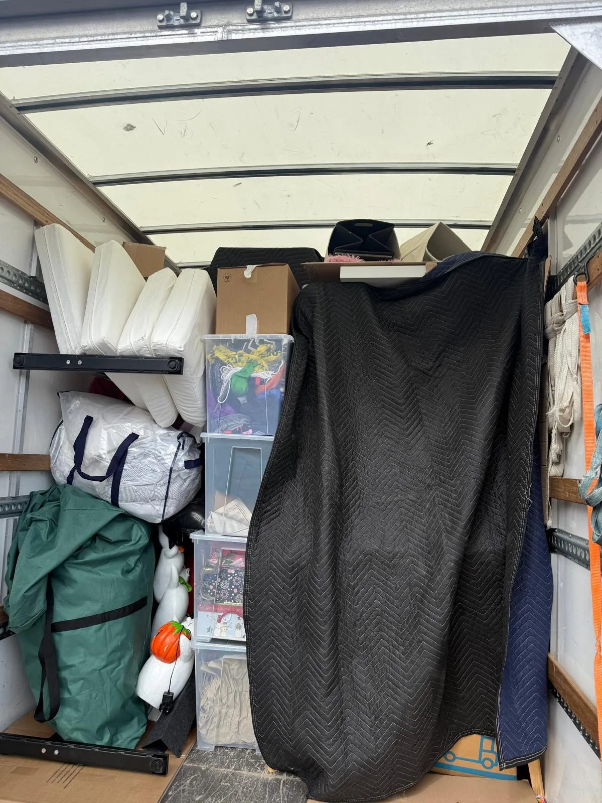 Goods packed inside a van