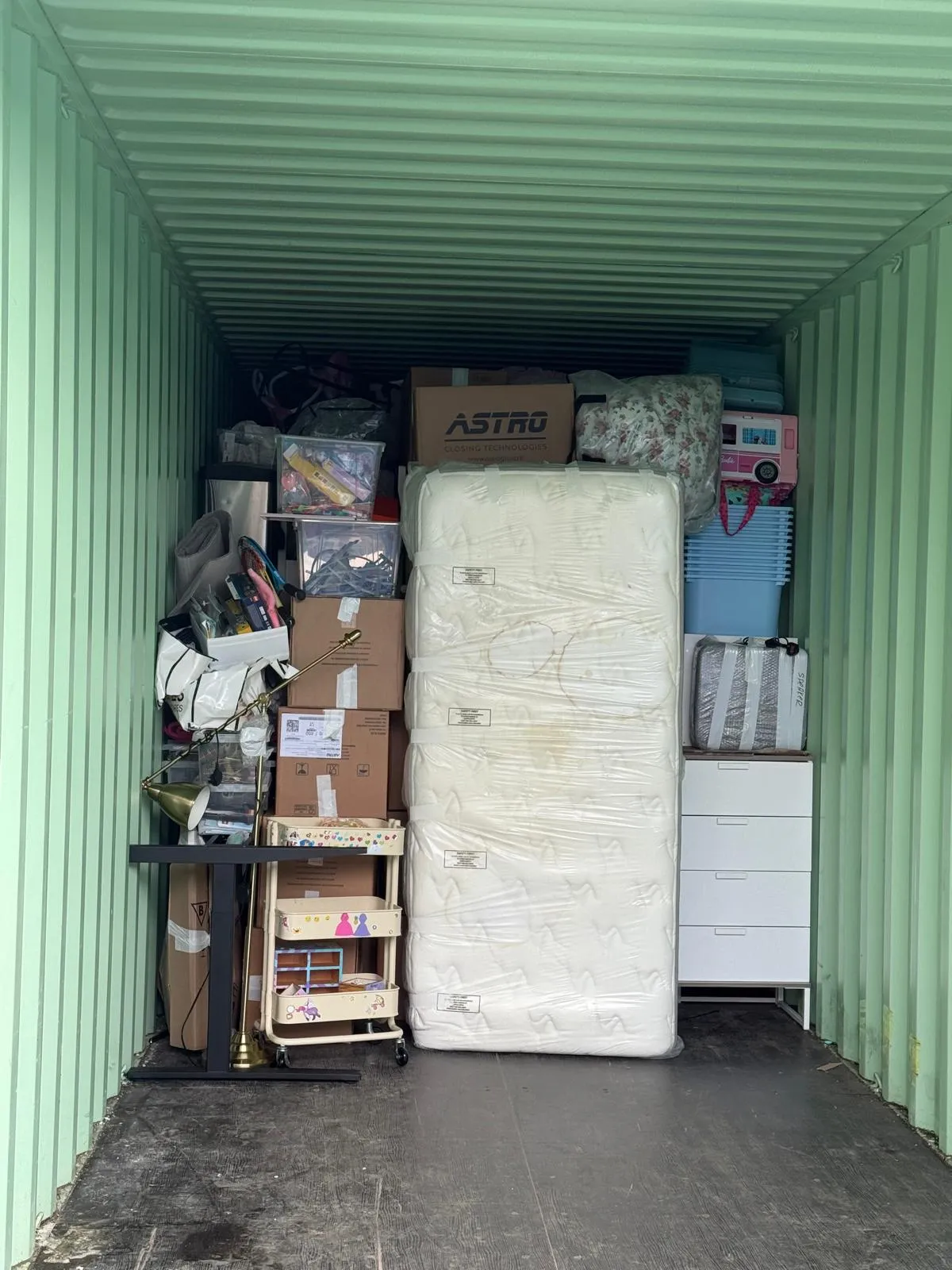 Household goods in a container